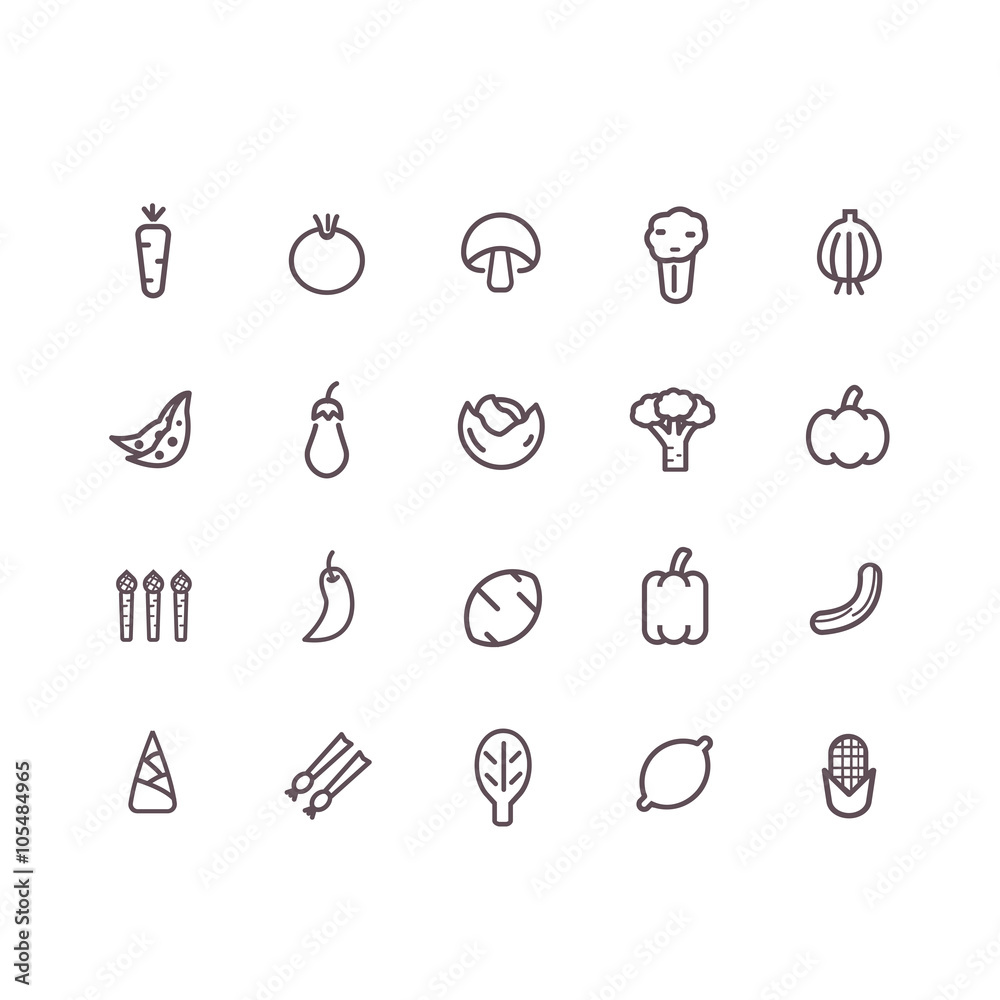 vegetable icon set vector.line icons. vegetable icon set vector.line icons.