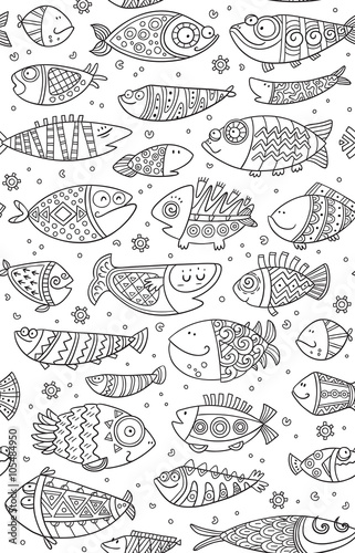 Seamless pattern with decorative fish