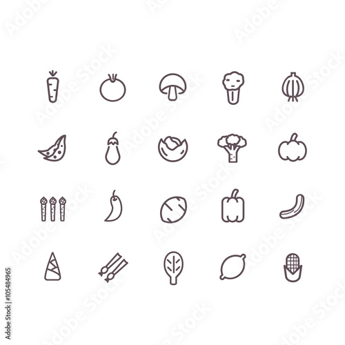 vegetable icon set vector.line icons.