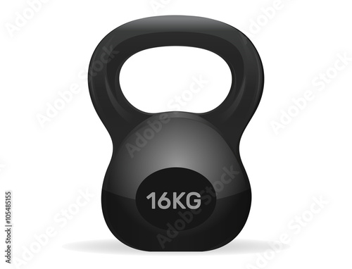 Athletic kettlebell weight of 16 kg. Kettlebell Exercise. Sport kettlebell isolated on white background. Vector illustration