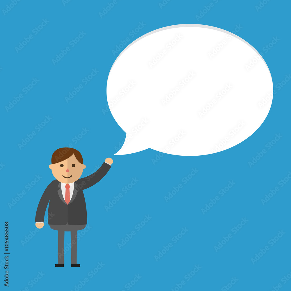 Businessman and speech bubble. flat design. Businessman and speech bubble. flat design.