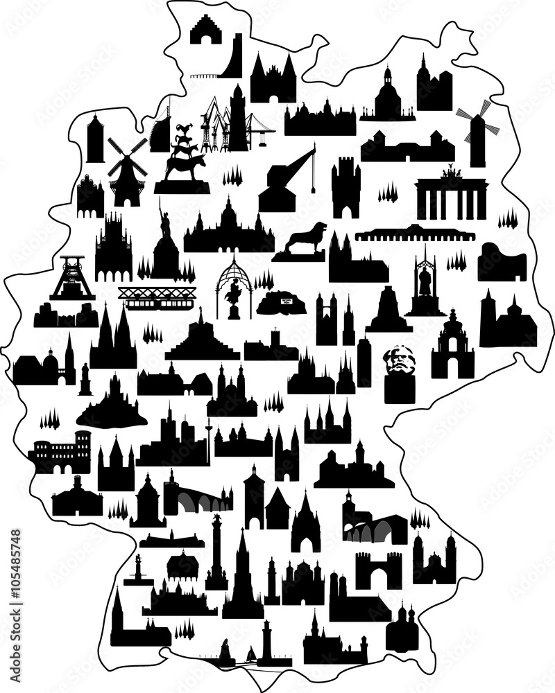 Deutschland Karte Sehenswürdigkeiten // Vektor Stock Vector | Adobe Stock