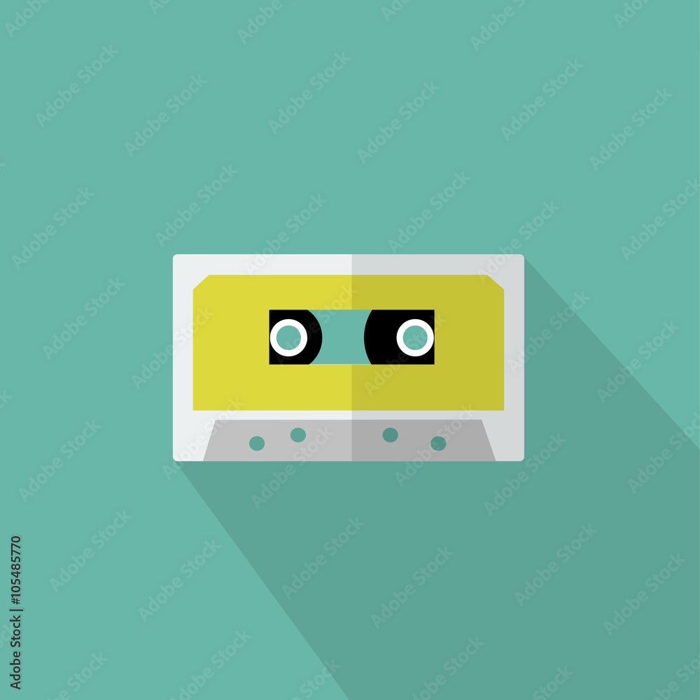 tape cassette in flat design.