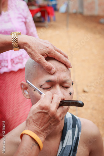 Male who will be monk cut hair for be Ordained.