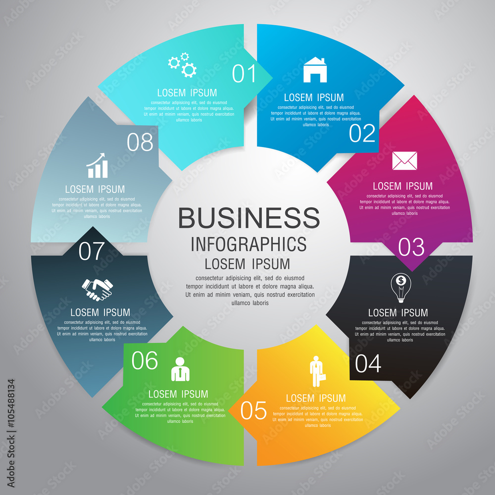 Vector circle infographic business template design. Can be used - obrazy, fototapety, plakaty 