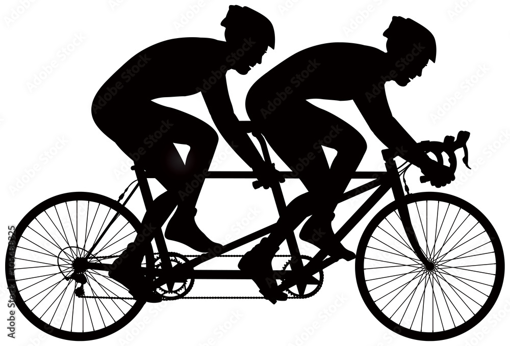 Bicycle tandem racer vector silhouette, cycle race derby sport series Bicycle tandem racer vector silhouette, cycle race derby sport series