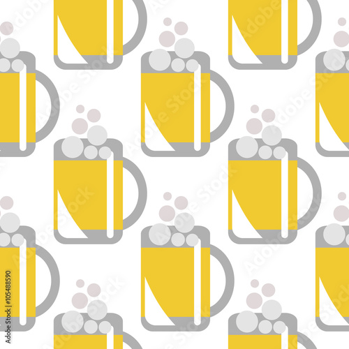 Seamless vector pattern with closeup beer glasses on the white background. Series of Food and Drink Seamless Patterns.
