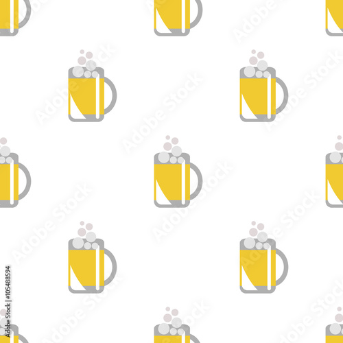 Seamless vector pattern with beer glasses on the white background. Series of Food and Drink Seamless Patterns.