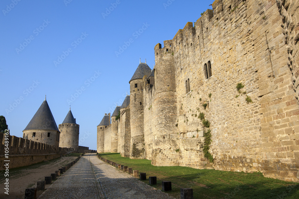 Castle of Carcassonne is a medieval fortified French town in the Region of Languedoc-Roussillon, France.