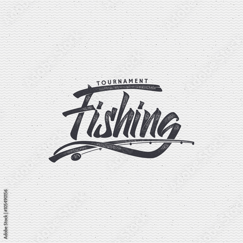Fishing badges sign handmade differences, made using calligraphy and lettering It can be used as insignia badge logo design 