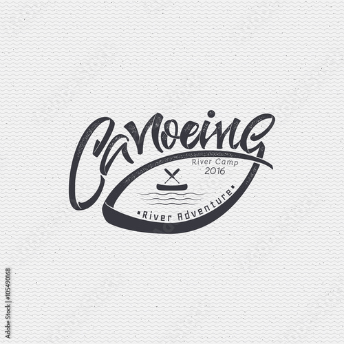 Canoeing badges logos sign handmade differences, made using calligraphy and lettering It can be used as insignia badge logo design 
