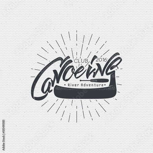 Canoeing badges logos sign handmade differences, made using calligraphy and lettering It can be used as insignia badge logo design 