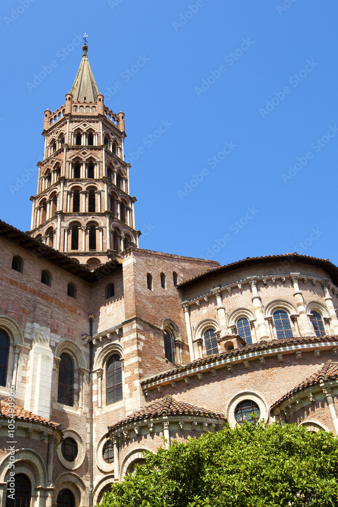 Romanesque Basilica of Saint Sernin with bell tower, Toulouse, France