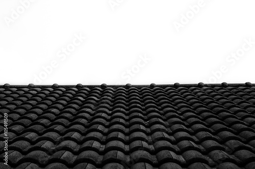 Abstract Row of black brick roof on clear sky background