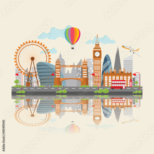 London city Skyline with shadow