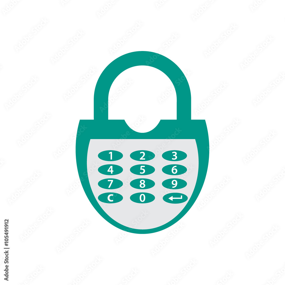 Stylized icon of a colored combination lock Stylized icon of a colored combination lock