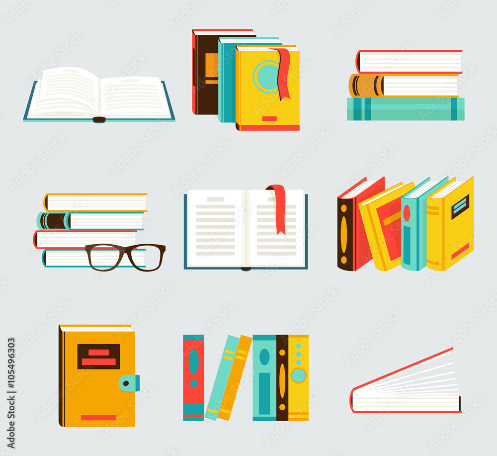 A set of books. Simple and minimalist style. It can be used as an icon or design element Stock