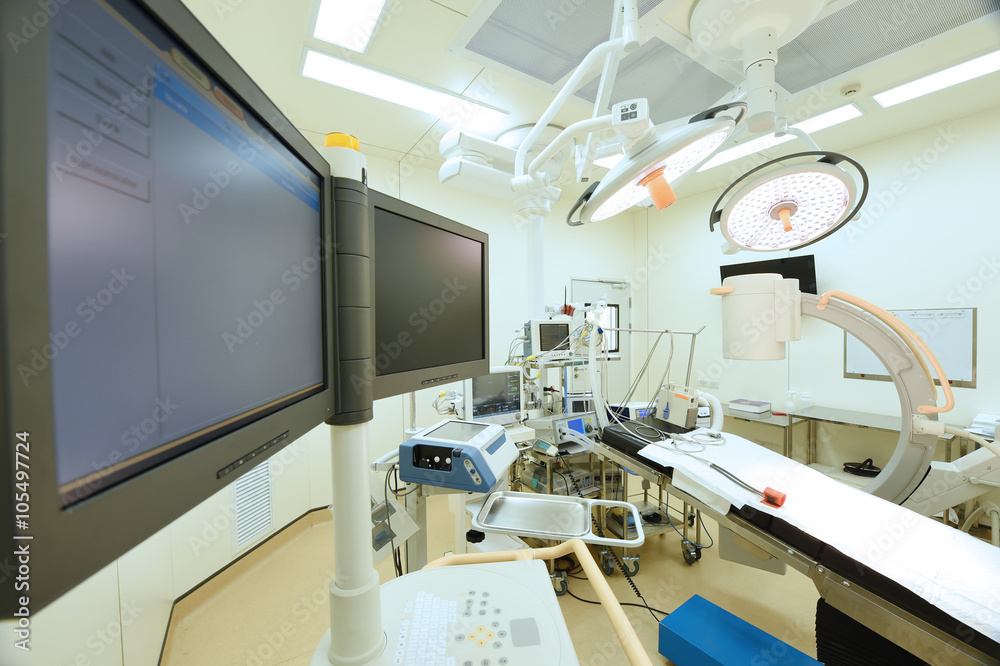 equipment and medical devices in modern operating room 