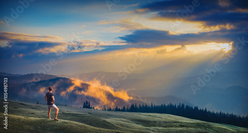 Golden ligh on a hill © Bashkatov