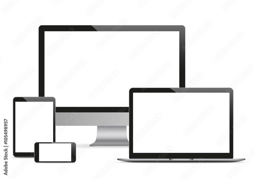 Vector Set Black Monitor Notebook Tablets Smartphone Compact Vector Set Black Monitor Notebook Tablets Smartphone Compact