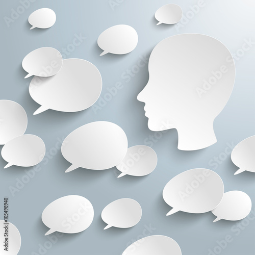 White Speech Bubbles Human Head