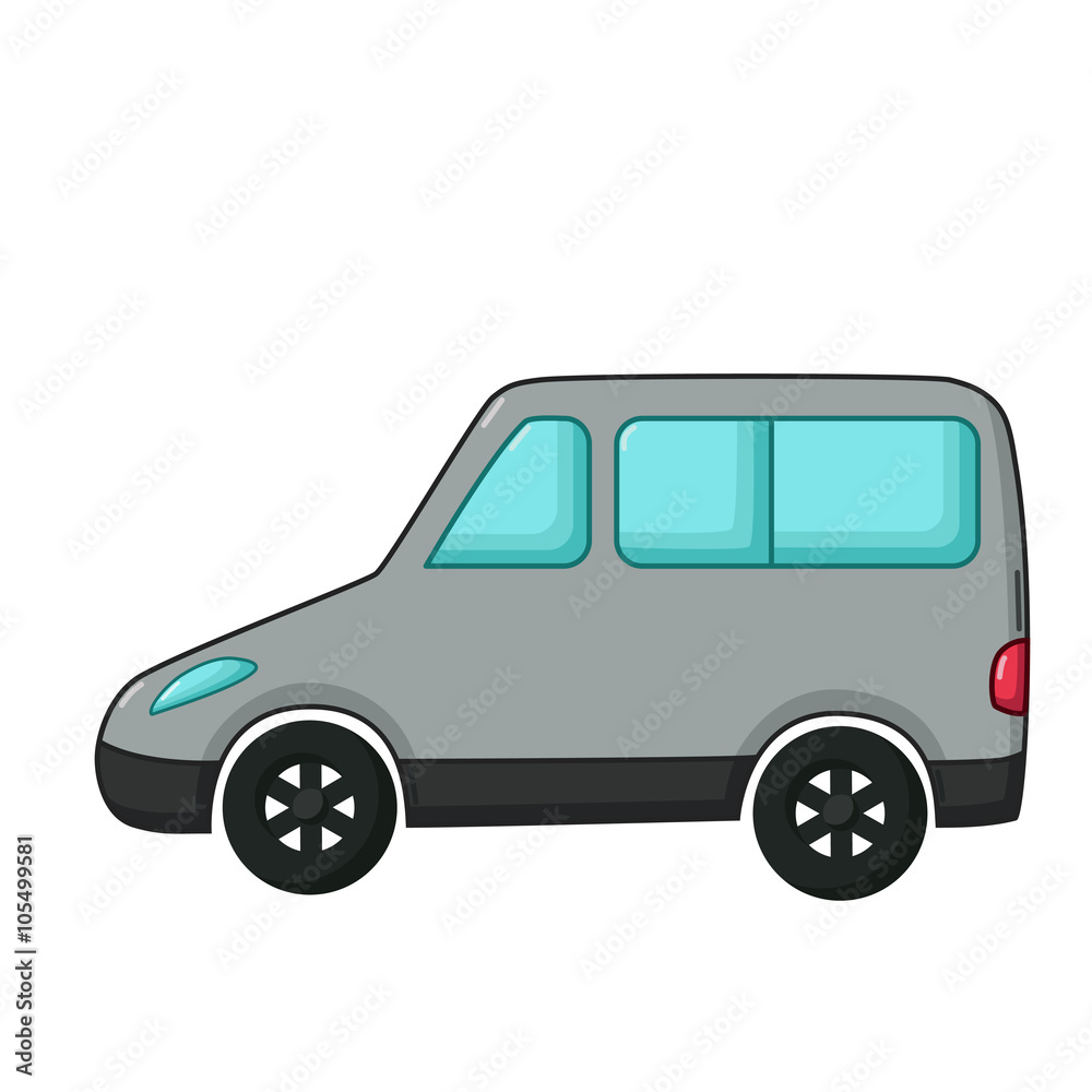 Minivan icon, cartoon style