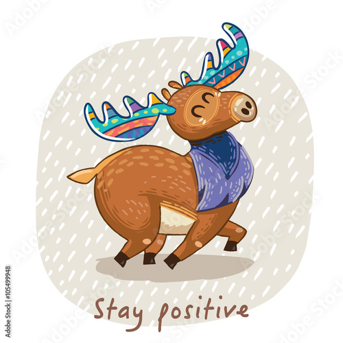 Vector card with awesome elk