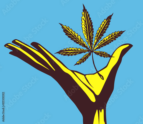 Arm with cannabis leaf