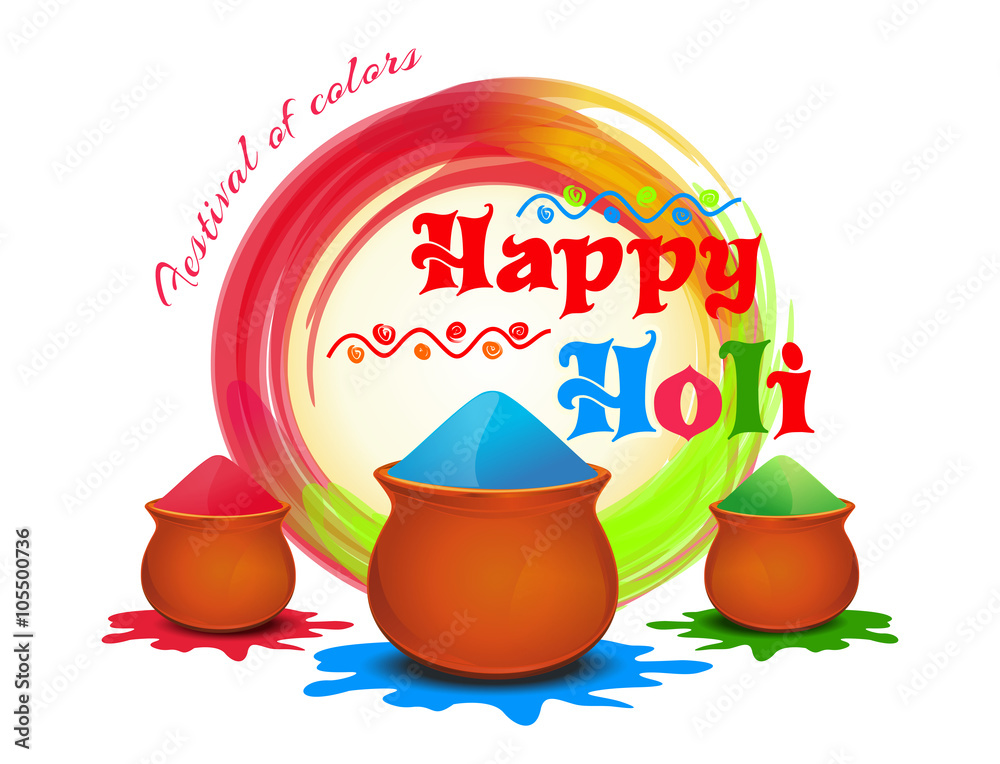 Happy Holi. Festival of colors. Happy Holi Background. Vector illustration  with powder color, colorful gulal. Holi colour powder Stock Vector | Adobe  Stock