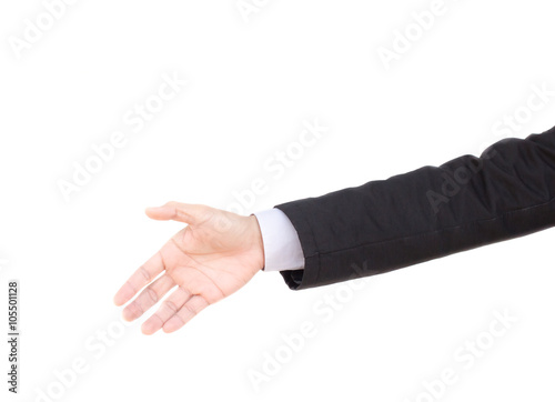 Businessman and gesture topic: a man in a black suit and white s