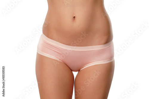 female belly and pink panties