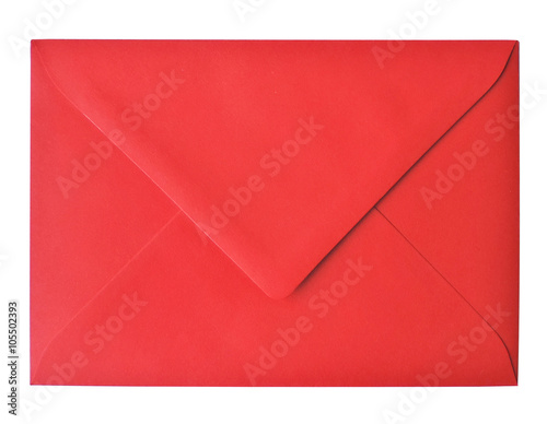 Blank, red envelope, isolated on White