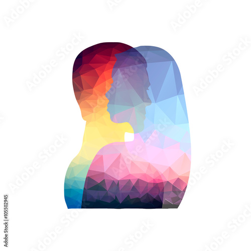 silhouette of couple polygon modern concept illustration