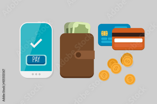 Mobile Payment: Flat lay vector illustration