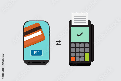 Mobile Payment: Flat lay vector illustration