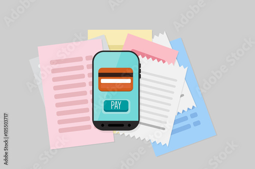 Mobile Payment: Flat lay vector illustration