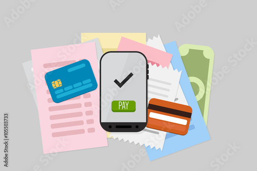 Mobile Payment: Flat lay vector illustration