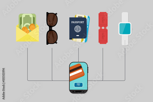 Mobile Payment: Flat lay vector illustration
