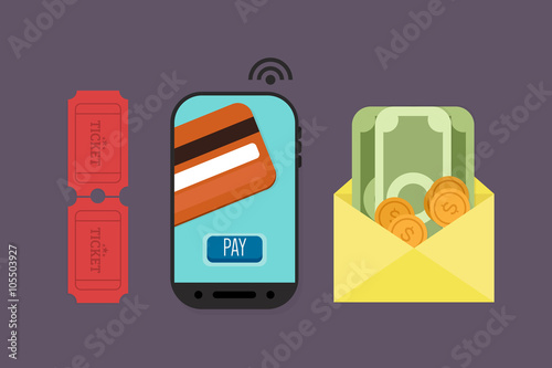 Mobile Payment: Flat lay vector illustration