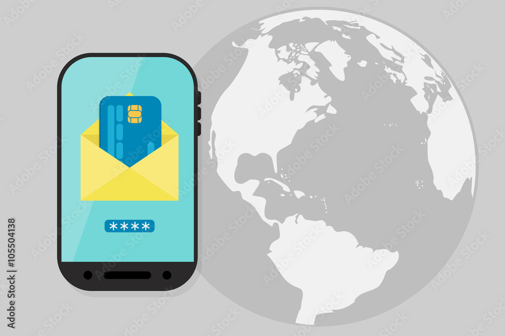 Mobile Payment: Flat lay vector illustration Mobile Payment: Flat lay vector illustration