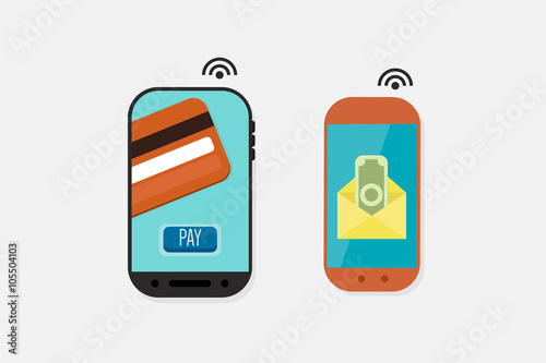 Mobile Payment: Flat lay vector illustration