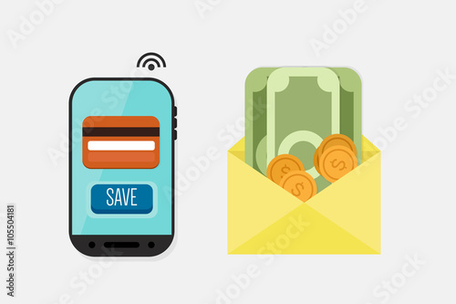 Mobile Payment: Flat lay vector illustration