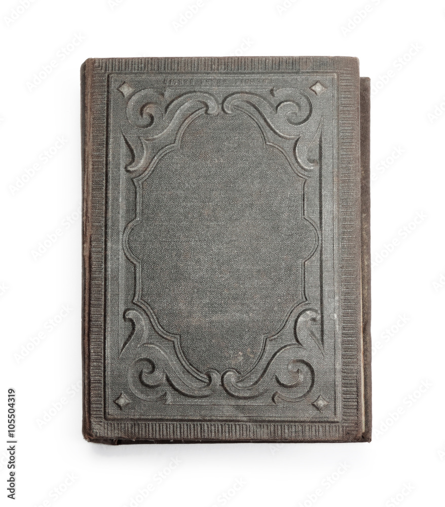 Naklejka premium Antique book with blank cover, isolated on white 