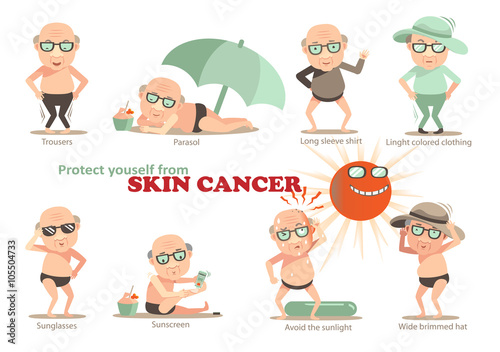 skin cancer cancer prevention in patients with carcinoma of the skin.Info graphics, vector, illustrations