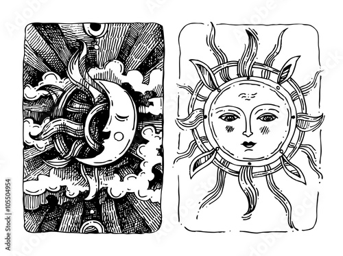 Decorative sun and moon 