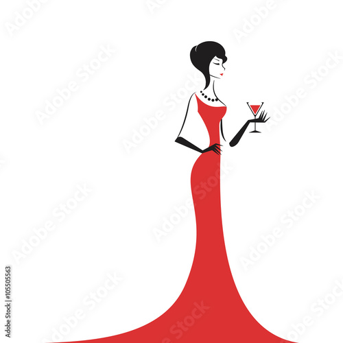 woman in the ball gown red