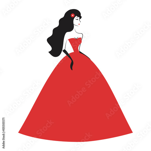 woman in the ball gown red