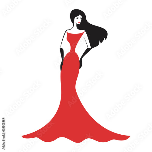 woman in the ball gown red