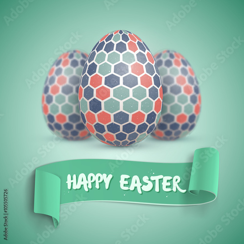 Realistic Vector Easter Egg Set. Happy Easter Painted Vector Egg