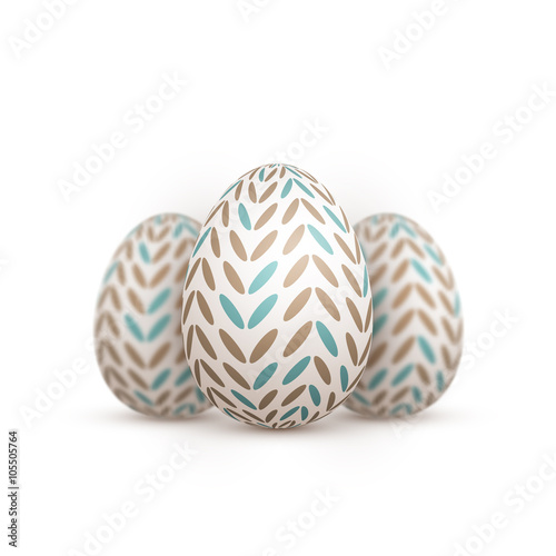 Realistic Vector Easter Egg. Painted Vector Egg Set with Shallow